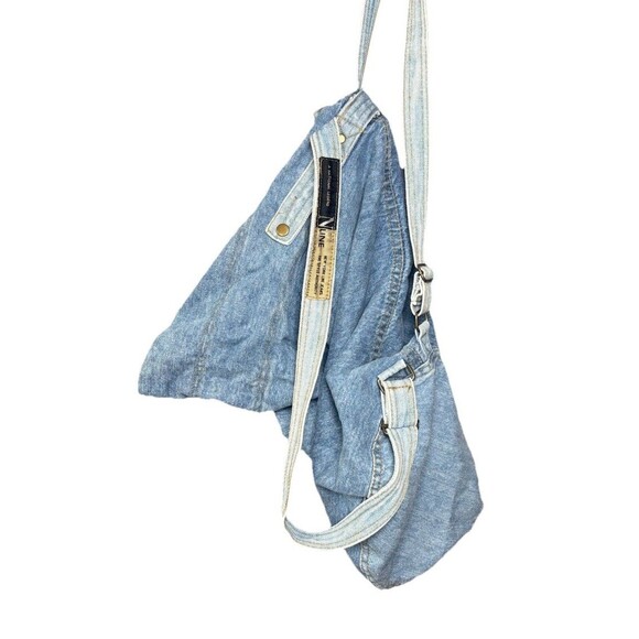 New York Line Vintage 90s Shoulder Bag Denim Backpack Hobo Blue Jeans - Picture 5 of 6
